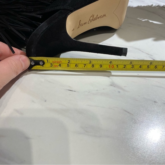 Sam Edelman Arizona‎ fringe Booties peep toe black womens size 8 - Picture 16 of 16